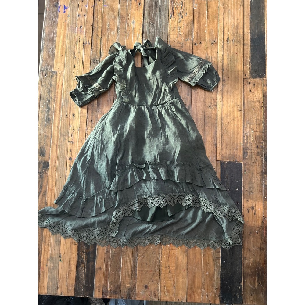 Mia Joy green high low holiday special occasion Fall, winter lace dress